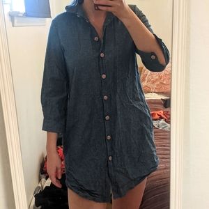 Denim Shirt dress with fabric buttons